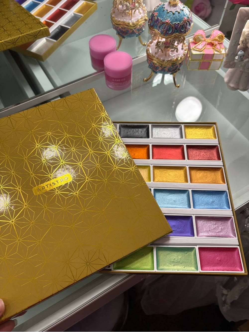 Artistro Metallic Gold Palette Storage Box – Gold Palette Organizer